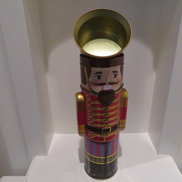 Christmas Red Nutcracker Tin Can Silver Crane Co. Keepsake Gift Empty Container - Picture 11 of 14